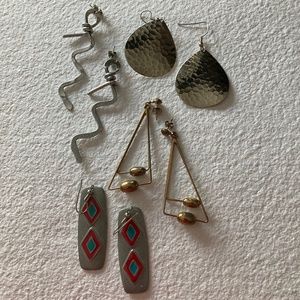 4 Pair Vintage Dangle Boho Earrings